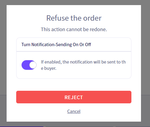 Choose to notify Buyers when cancelling an order
