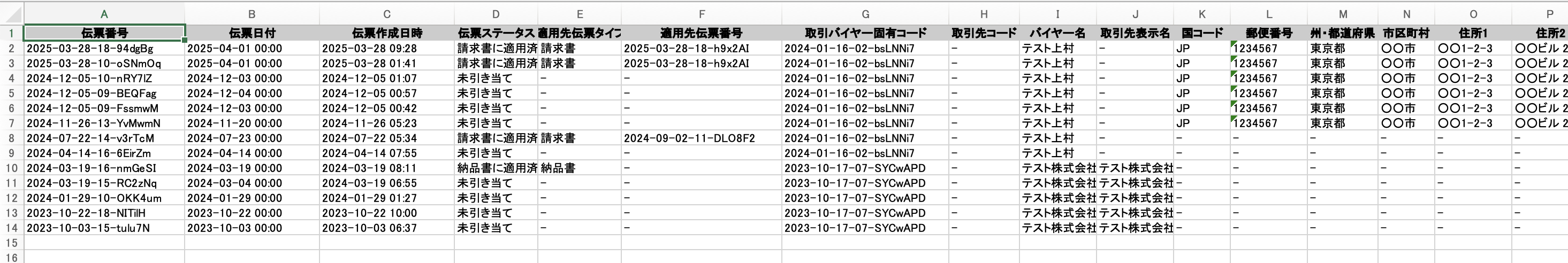 返品伝票、クレジットノートがExcel形式でデータ出力可能に